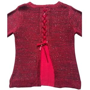 Time and Tru Women's Sweater‎ L Sequin Ribbon Laces Whimsygoth Vixen Fairycore